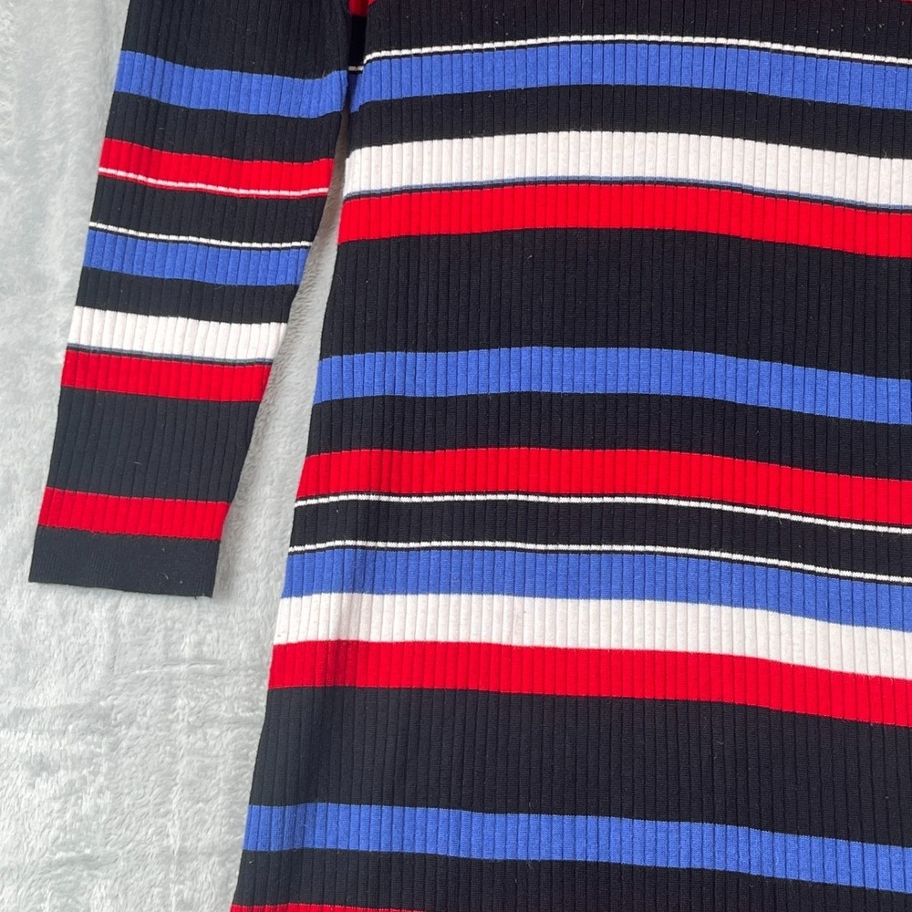 Lane Bryant Womens 18/20 Ribbed Knit Maxi Dress Striped Red Blue White Stretch - Picture 4 of 10